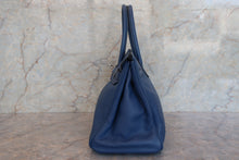 Load image into Gallery viewer, HERMES BIRKIN 30 Clemence leather Blue □K Engraving Hand bag 700090177