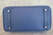 Load image into Gallery viewer, HERMES BIRKIN 30 Clemence leather Blue □K Engraving Hand bag 700090177