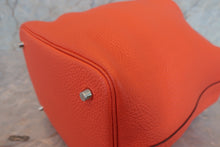 Load image into Gallery viewer, HERMES PICOTIN LOCK Eclat MM Clemence leather/Swift leather Orange poppy/Bordeaux A Engraving Hand bag 700070078