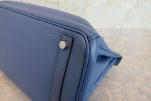 Load image into Gallery viewer, HERMES BIRKIN 30 Clemence leather Blue □K Engraving Hand bag 700090177