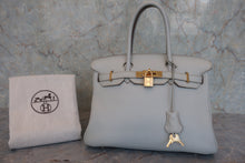 Load image into Gallery viewer, HERMES BIRKIN 30 Clemence leather Gris perle(Pearl gray) □O Engraving Hand bag 800010226