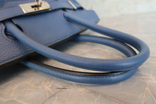 Load image into Gallery viewer, HERMES BIRKIN 30 Clemence leather Blue □K Engraving Hand bag 700090177