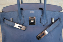 Load image into Gallery viewer, HERMES BIRKIN 30 Clemence leather Blue □K Engraving Hand bag 700090177