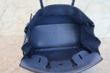 Load image into Gallery viewer, HERMES BIRKIN 30 Clemence leather Blue □K Engraving Hand bag 700090177