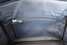 Load image into Gallery viewer, HERMES BIRKIN 30 Clemence leather Blue □K Engraving Hand bag 700090177