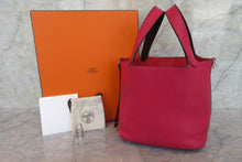 Load image into Gallery viewer, HERMES PICOTIN LOCK ECLAT PM Clemence leather/Swift leather Framboise/Rouge sellier Z Engraving Hand bag 700030043