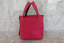 Load image into Gallery viewer, HERMES PICOTIN LOCK ECLAT PM Clemence leather/Swift leather Framboise/Rouge sellier Z Engraving Hand bag 700030043