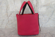 Load image into Gallery viewer, HERMES PICOTIN LOCK ECLAT PM Clemence leather/Swift leather Framboise/Rouge sellier Z Engraving Hand bag 700030043