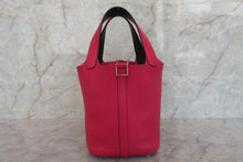 Load image into Gallery viewer, HERMES PICOTIN LOCK ECLAT PM Clemence leather/Swift leather Framboise/Rouge sellier Z Engraving Hand bag 700030043