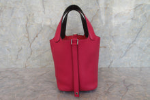 Load image into Gallery viewer, HERMES PICOTIN LOCK ECLAT PM Clemence leather/Swift leather Framboise/Rouge sellier Z Engraving Hand bag 700030043