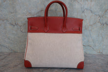 Load image into Gallery viewer, HERMES HAUT A COURROIRE 32 Toile H/Box carf leather Beige/Brique 〇Y Engraving Hand bag 800080158