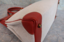 Load image into Gallery viewer, HERMES HAUT A COURROIRE 32 Toile H/Box carf leather Beige/Brique 〇Y Engraving Hand bag 800080158