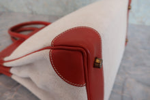 Load image into Gallery viewer, HERMES HAUT A COURROIRE 32 Toile H/Box carf leather Beige/Brique 〇Y Engraving Hand bag 800080158