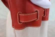 Load image into Gallery viewer, HERMES HAUT A COURROIRE 32 Toile H/Box carf leather Beige/Brique 〇Y Engraving Hand bag 800080158