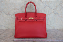 Load image into Gallery viewer, HERMES CANDY BIRKIN 35 Epsom leather Rouge casaque/Blue thalassa □O Engraving Hand bag 800070145