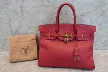 Load image into Gallery viewer, HERMES BIRKIN 35 Graine Couchevel leather Rouge vif 〇Z Engraving Hand bag 700070187