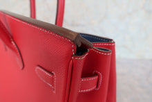 Load image into Gallery viewer, HERMES CANDY BIRKIN 35 Epsom leather Rouge casaque/Blue thalassa □O Engraving Hand bag 800070145