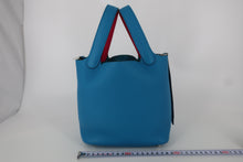 將圖片載入圖庫檢視器 HERMES/エルメス ピコタンロックエクラPM トリヨンクレマンス/ヴォースイフト ブルーフリーダ/ローズメキシコ Y刻印 ハンドバッグ 800090219