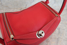 Load image into Gallery viewer, HERMES LINDY 26 Verso Clemence leather Rouge casaque/Rose jaipur □P Engraving Shoulder bag 700060081