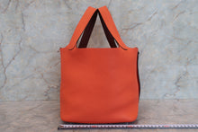 Load image into Gallery viewer, HERMES PICOTIN LOCK Eclat MM Clemence leather/Swift leather Orange poppy/Bordeaux A Engraving Hand bag 700100216