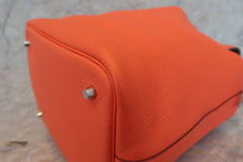 Load image into Gallery viewer, HERMES PICOTIN LOCK Eclat MM Clemence leather/Swift leather Orange poppy/Bordeaux A Engraving Hand bag 700100216