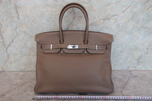 Load image into Gallery viewer, HERMES BIRKIN 35 Clemence leather Etoupe gray □I Engraving Hand bag 700090179
