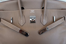 Load image into Gallery viewer, HERMES BIRKIN 35 Clemence leather Etoupe gray □I Engraving Hand bag 700090179