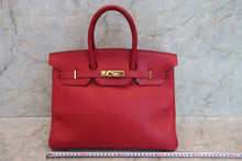 Load image into Gallery viewer, HERMES BIRKIN 35 Ardennes leather Rouge vif 〇Y Engraving Hand bag 700100223