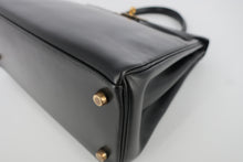 画像をギャラリービューアに読み込む, HERMES/エルメス ケリー28 ボックスカーフ ブラック 〇U刻印 ショルダーバッグ 800100021