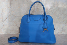 将图片加载到图库查看器,HERMES/BOLIDE 31 Clemence leather Blue hydra □Q刻印 Shoulder bag 700120089