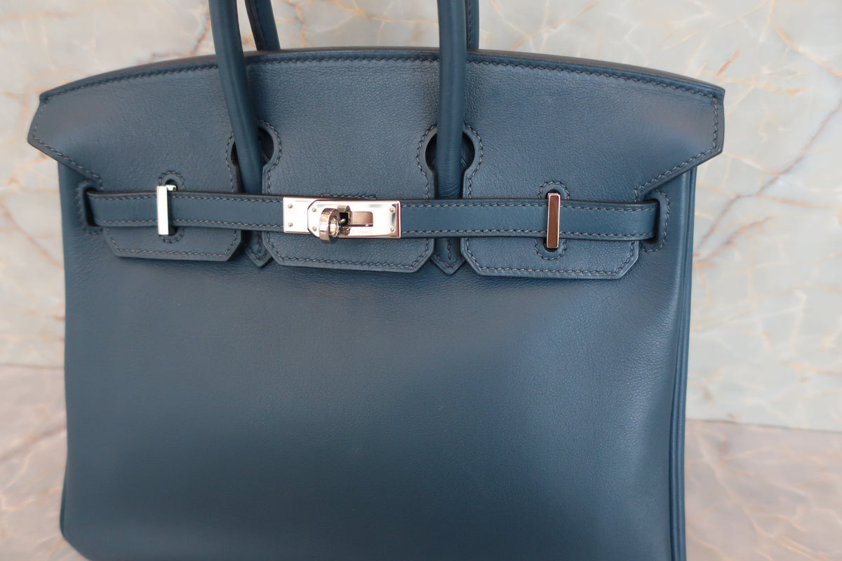 HERMES／エルメス バーキン25 ヴォースイフト ブルー □L刻印