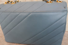 Load image into Gallery viewer, CHANEL  Bias stitch chain shoulder bag Caviar skin Lite blue/Gold hadware Shoulder bag 700090178