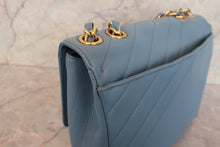 Load image into Gallery viewer, CHANEL Bias stitch chain shoulder bag Caviar skin Lite blue/Gold hadware Shoulder bag 700090178
