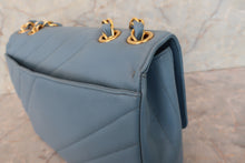 Load image into Gallery viewer, CHANEL Bias stitch chain shoulder bag Caviar skin Lite blue/Gold hadware Shoulder bag 700090178