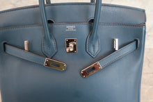 画像をギャラリービューアに読み込む, HERMES/エルメス バーキン25 ヴォースイフト ブルー □L刻印 ハンドバッグ 700080138