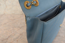 Load image into Gallery viewer, CHANEL  Bias stitch chain shoulder bag Caviar skin Lite blue/Gold hadware Shoulder bag 700090178