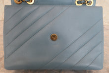 Load image into Gallery viewer, CHANEL  Bias stitch chain shoulder bag Caviar skin Lite blue/Gold hadware Shoulder bag 700090178
