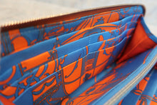 Load image into Gallery viewer, HERMES  Azapp Long Silkin Epsom leather/Silk Brique X Engraving Wallet 600010093