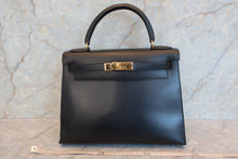 画像をギャラリービューアに読み込む, HERMES/エルメス ケリー28 ボックスカーフ ブラック 〇Z刻印 ショルダーバッグ 700030286