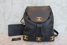 画像をギャラリービューアに読み込む, CHANEL/シャネル トリプルココマークチェーンリュック キャビアスキン ブラック/ゴールド金具 リュック 800010120