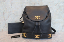 將圖片載入圖庫檢視器 CHANEL/シャネル トリプルココマークチェーンリュック キャビアスキン ブラック/ゴールド金具 リュック 800010120