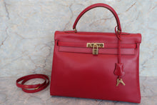 画像をギャラリービューアに読み込む, HERMES/エルメス ケリー35 ボックスカーフ ルージュヴィフ 〇U刻印 ショルダーバッグ 700080149