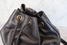 画像をギャラリービューアに読み込む, CHANEL/シャネル ココマーク巾着チェーンリュック ラムスキン ブラック/ゴールド金具 リュック 700100217