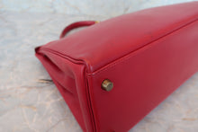 画像をギャラリービューアに読み込む, HERMES/エルメス ケリー35 ボックスカーフ ルージュヴィフ 〇U刻印 ショルダーバッグ 700080149
