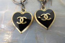 Load image into Gallery viewer, CHANEL CC mark Heart earring Gold plate Gold/Black Earring 700010064
