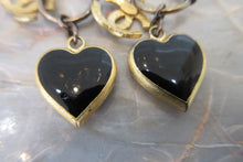 Load image into Gallery viewer, CHANEL CC mark Heart earring Gold plate Gold/Black Earring 700010064