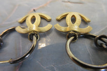 Load image into Gallery viewer, CHANEL CC mark Heart earring Gold plate Gold/Black Earring 700010064