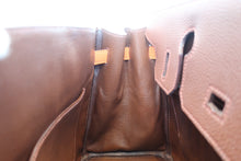 Load image into Gallery viewer, HERMES BIRKIN 30 Bi-color Togo leather Orange /Brown □G Engraving Hand bag 700120061