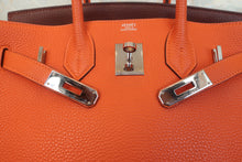 Load image into Gallery viewer, HERMES BIRKIN 30 Bi-color Togo leather Orange /Brown □G Engraving Hand bag 700120061