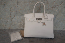 Load image into Gallery viewer, HERMES BIRKIN 30 Clemence leather White □M Engraving Hand bag 700120065